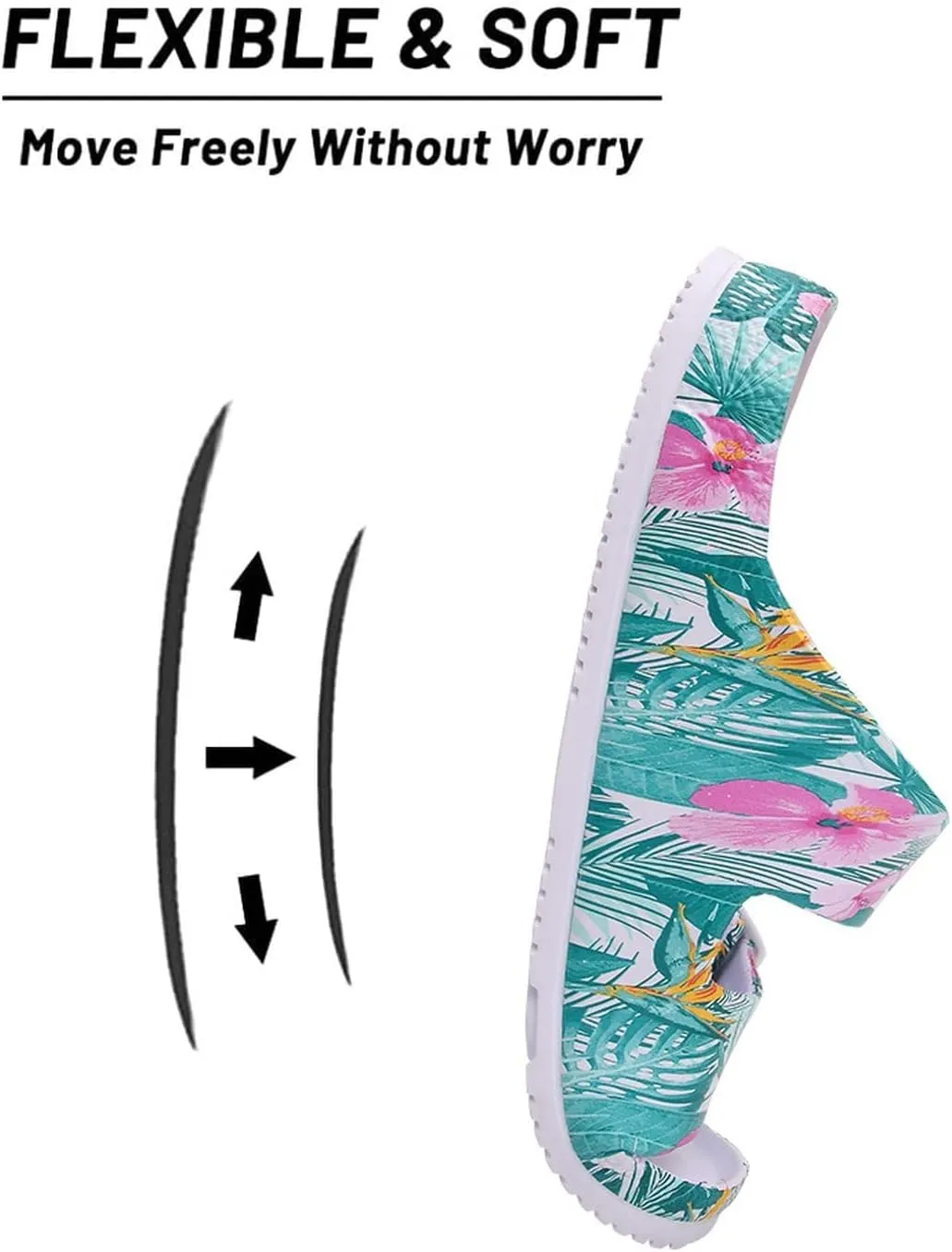 VICT POPU Womens Sandals Adjustable Double Buckle Strap Waterproof EVA Flat Slides