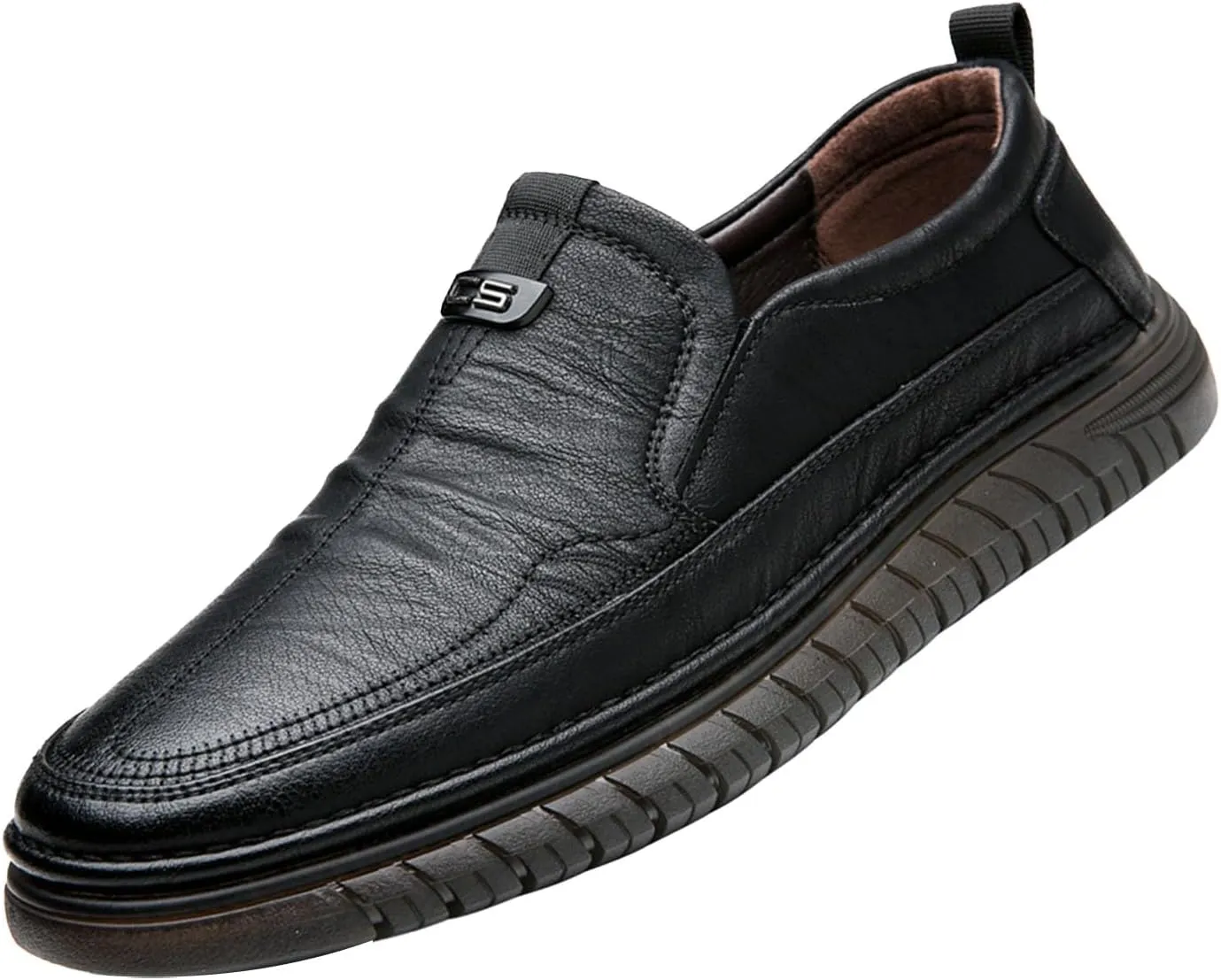 VIFOCUS Men's Loafers Slip-On Casual Leather Dress Shoes,Lightweight Comfort Non-Slip Ox Softsole for Business Driving Walking