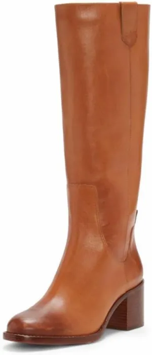 Vince Camuto Zemmy Black Soft Silky Leather Knee High Block Heel Dress Boots