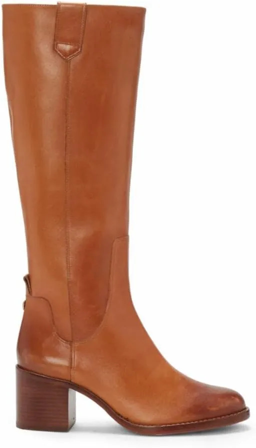 Vince Camuto Zemmy Black Soft Silky Leather Knee High Block Heel Dress Boots
