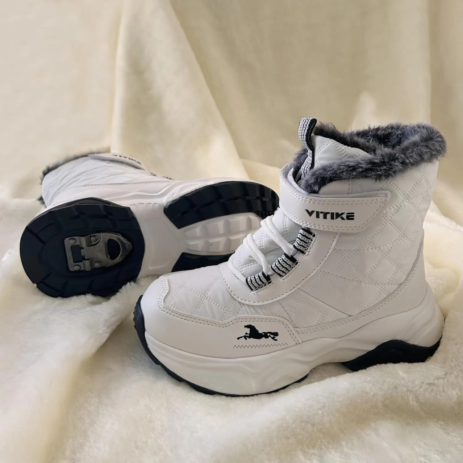 VITUOFLY Boys Hiking Boots Kids Hiking Shoes Girls Outdoor Warm Winter Snow Boots Adventure Trekking Shoes Anti-skid Sneakers Steel Buckle Durable Comfortable