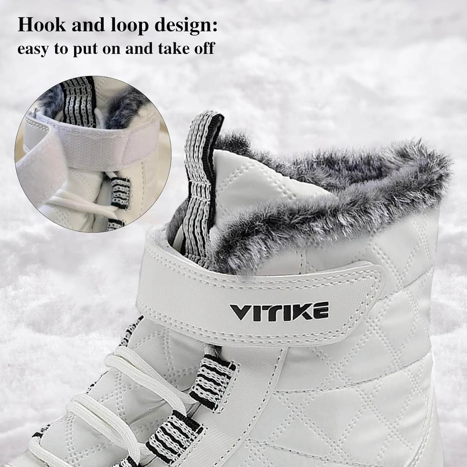 VITUOFLY Boys Hiking Boots Kids Hiking Shoes Girls Outdoor Warm Winter Snow Boots Adventure Trekking Shoes Anti-skid Sneakers Steel Buckle Durable Comfortable
