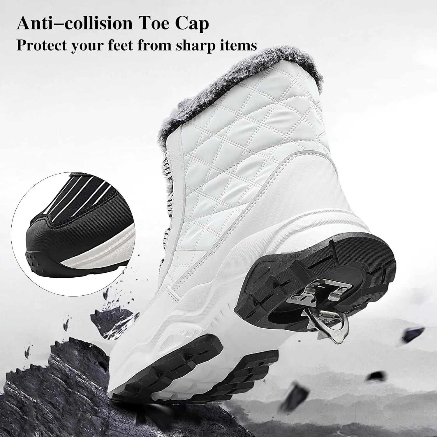 VITUOFLY Boys Hiking Boots Kids Hiking Shoes Girls Outdoor Warm Winter Snow Boots Adventure Trekking Shoes Anti-skid Sneakers Steel Buckle Durable Comfortable