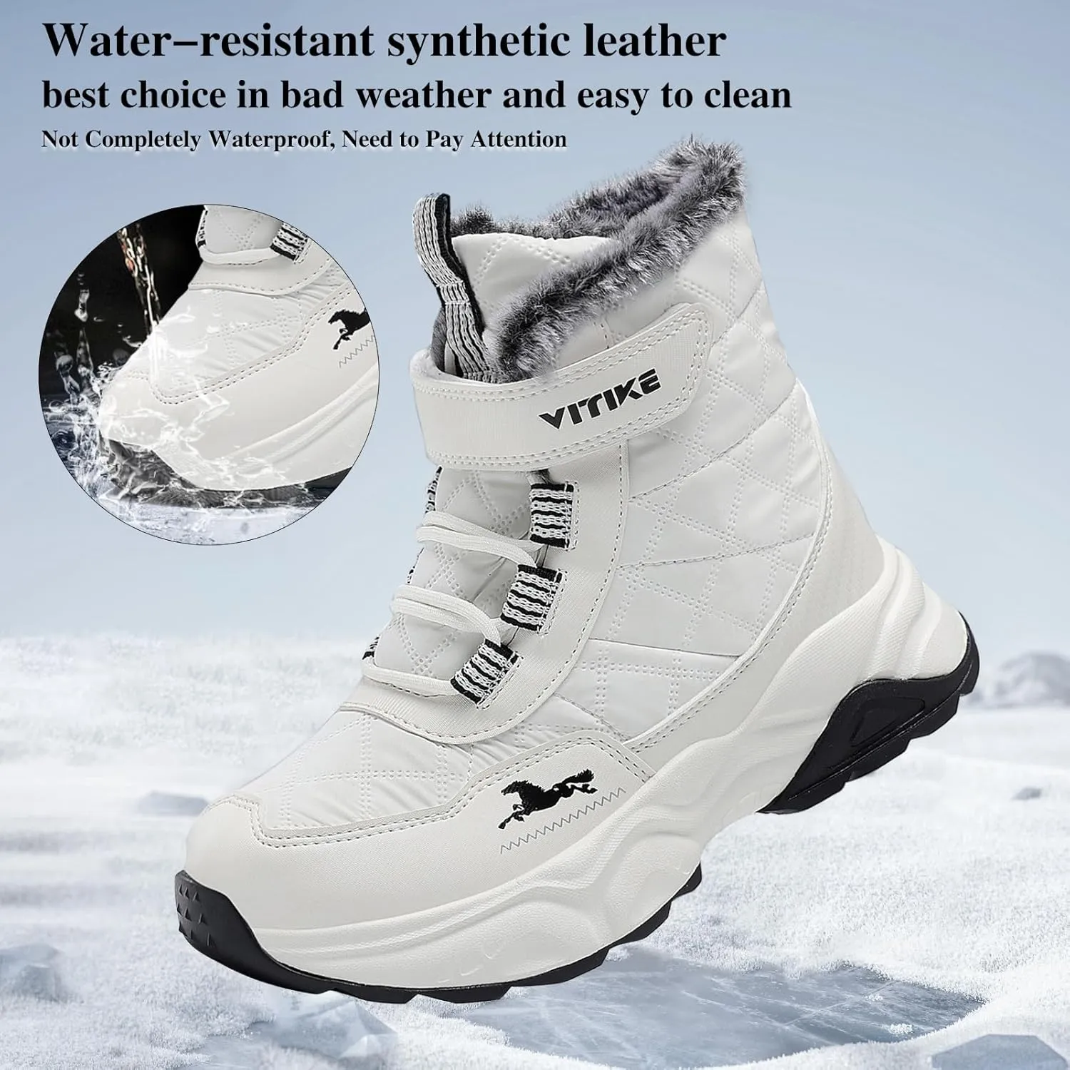 VITUOFLY Boys Hiking Boots Kids Hiking Shoes Girls Outdoor Warm Winter Snow Boots Adventure Trekking Shoes Anti-skid Sneakers Steel Buckle Durable Comfortable