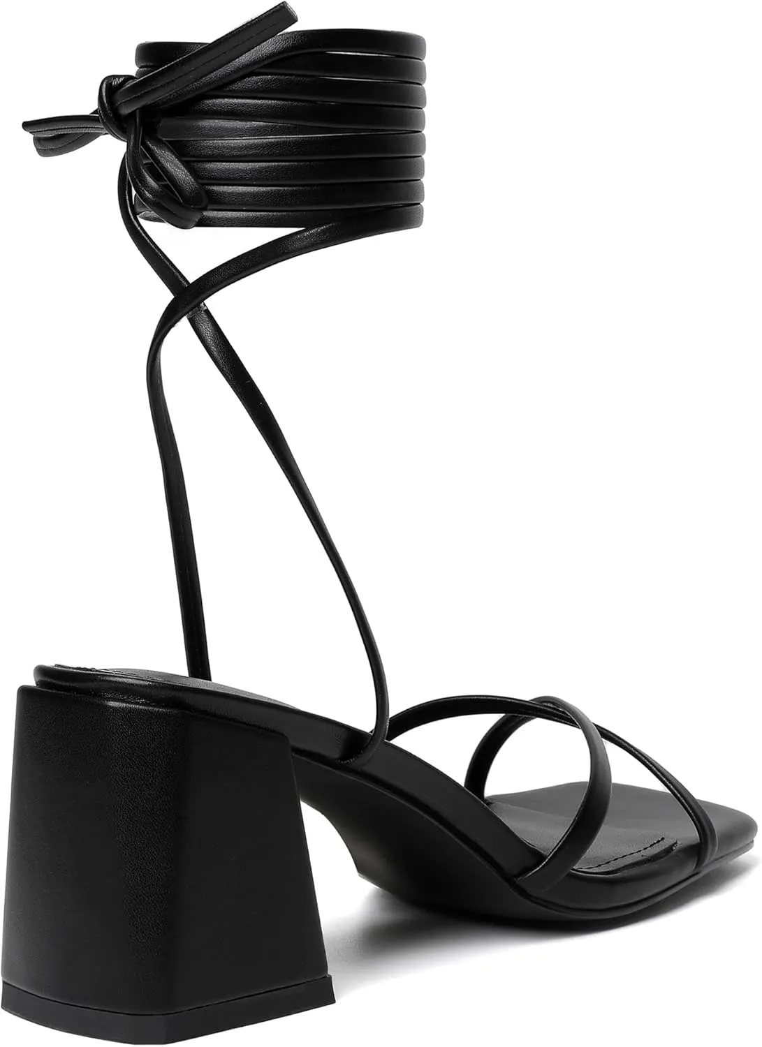 vivianly Women's Lace Up Chunky Heel Sandals Strappy Straps Ankle Wrap Heels