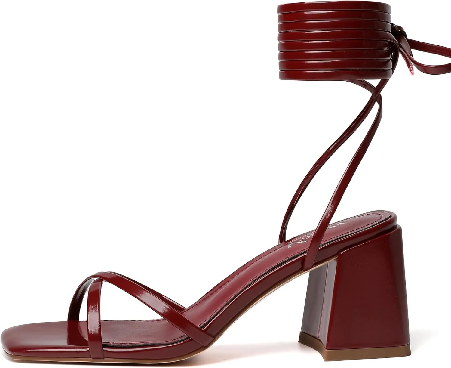 vivianly Women's Lace Up Chunky Heel Sandals Strappy Straps Ankle Wrap Heels