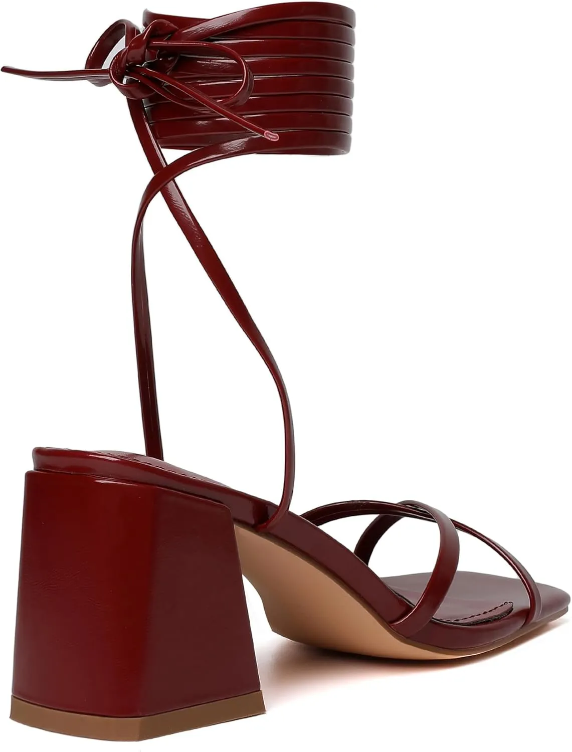 vivianly Women's Lace Up Chunky Heel Sandals Strappy Straps Ankle Wrap Heels