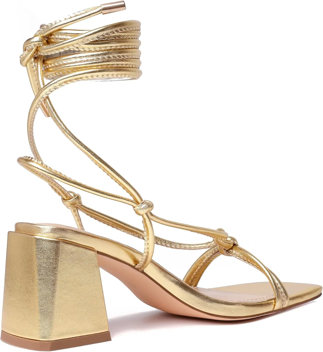 vivianly Women's Lace Up Chunky Heel Sandals Strappy Straps Ankle Wrap Heels