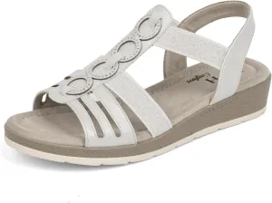 VJH confort Women’s Flat Sandals Comfortable Rhinestone Dressy sandals Elastic Open toe Low Wedge Sandals for Summer