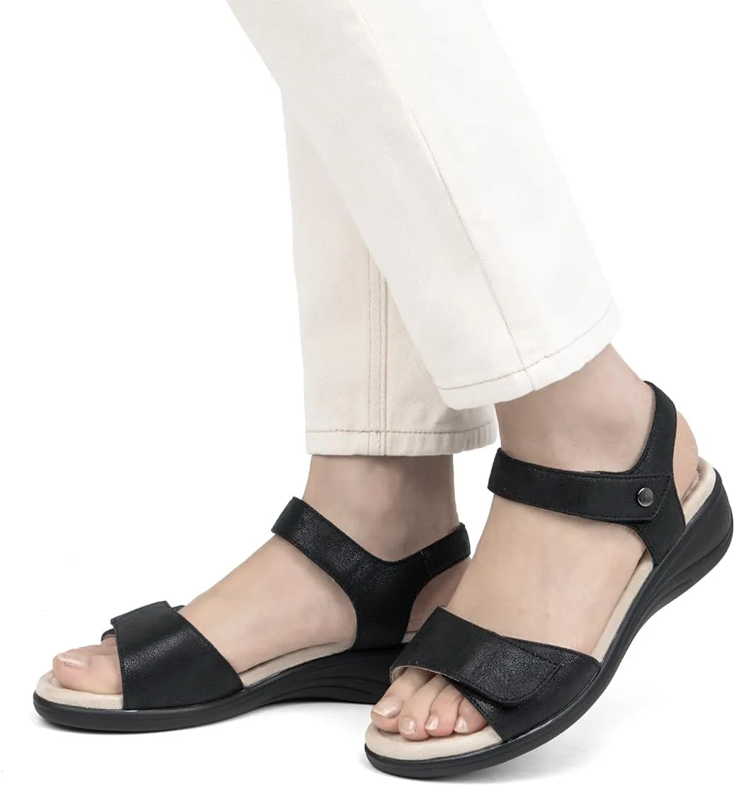 VJH confort Women's Wedge Sandals Low Heel Comfortable Hook-and-Loop Strap Open Toe Platform Summer Shoe