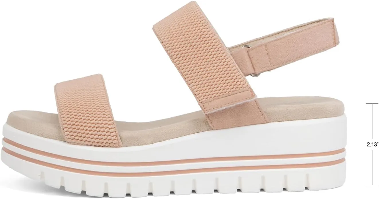 VJH confort Women's Wedge Sandals, Open Toe Ankle Strap Casual Platform Sandals