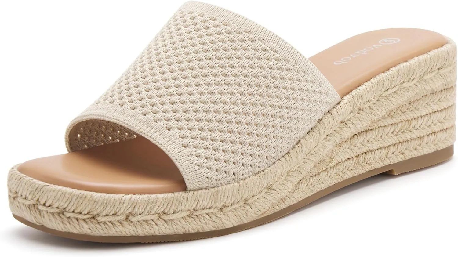 vodvob Women's Espadrilles Wedge Sandals Platform Slip On Slide Sandals Open Toe Bohemia Mules Summer Beach Casual Heels Sandals