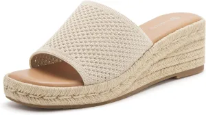 vodvob Women's Espadrilles Wedge Sandals Platform Slip On Slide Sandals Open Toe Bohemia Mules Summer Beach Casual Heels Sandals