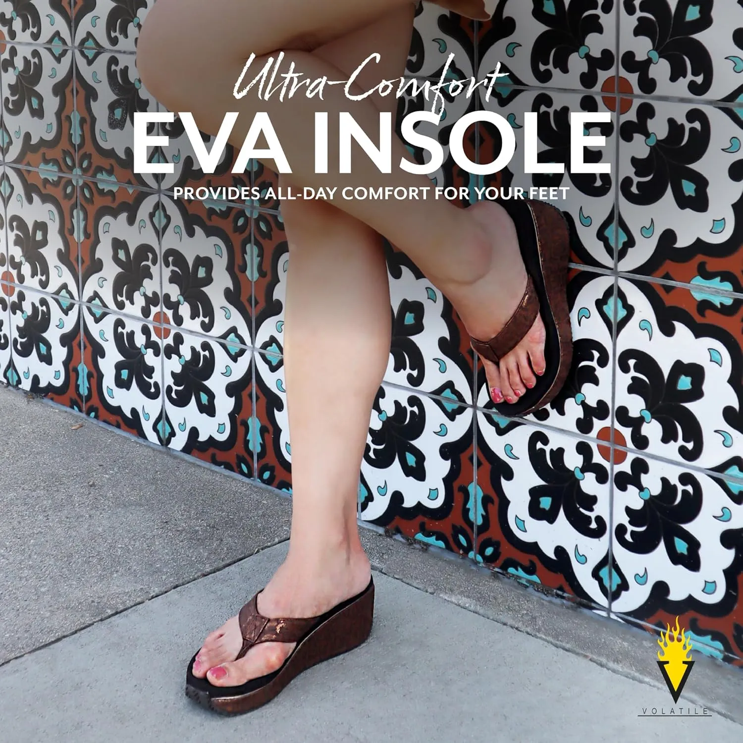 VOLATILE Frappachino Wedge Sandals for Women Featuring Genuine Leather with EVA Insole and Rubber Outsole