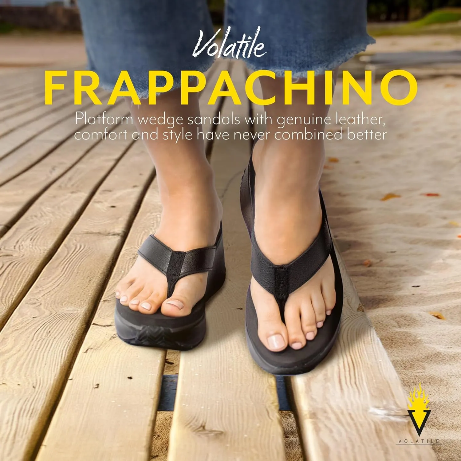 VOLATILE Frappachino Wedge Sandals for Women Featuring Genuine Leather with EVA Insole and Rubber Outsole