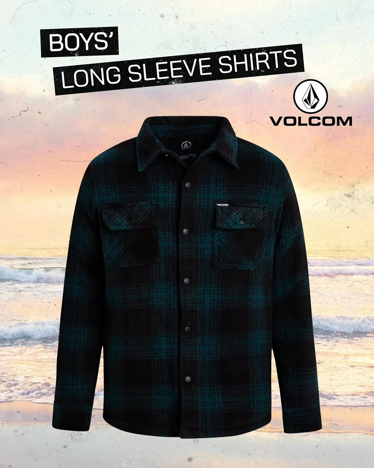 Volcom Boys Button Down Shirt - Classic Woven Long Sleeve Plaid Collared Flannel Shirt for Boys (Sizes: 4-20)