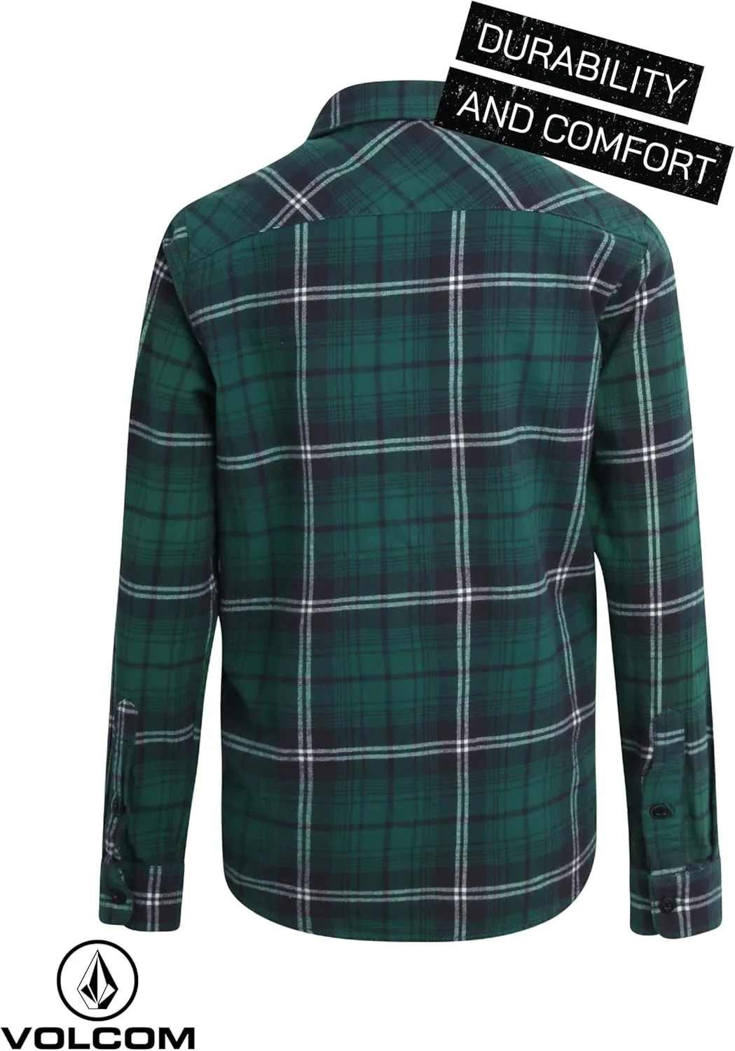 Volcom Boys Button Down Shirt - Classic Woven Long Sleeve Plaid Collared Flannel Shirt for Boys (Sizes: 4-20)