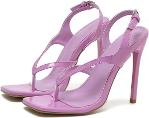 Vujkliy Women's Thong Sandals Square Toe Stiletto High Heel Sandals Sexy Party Shoes