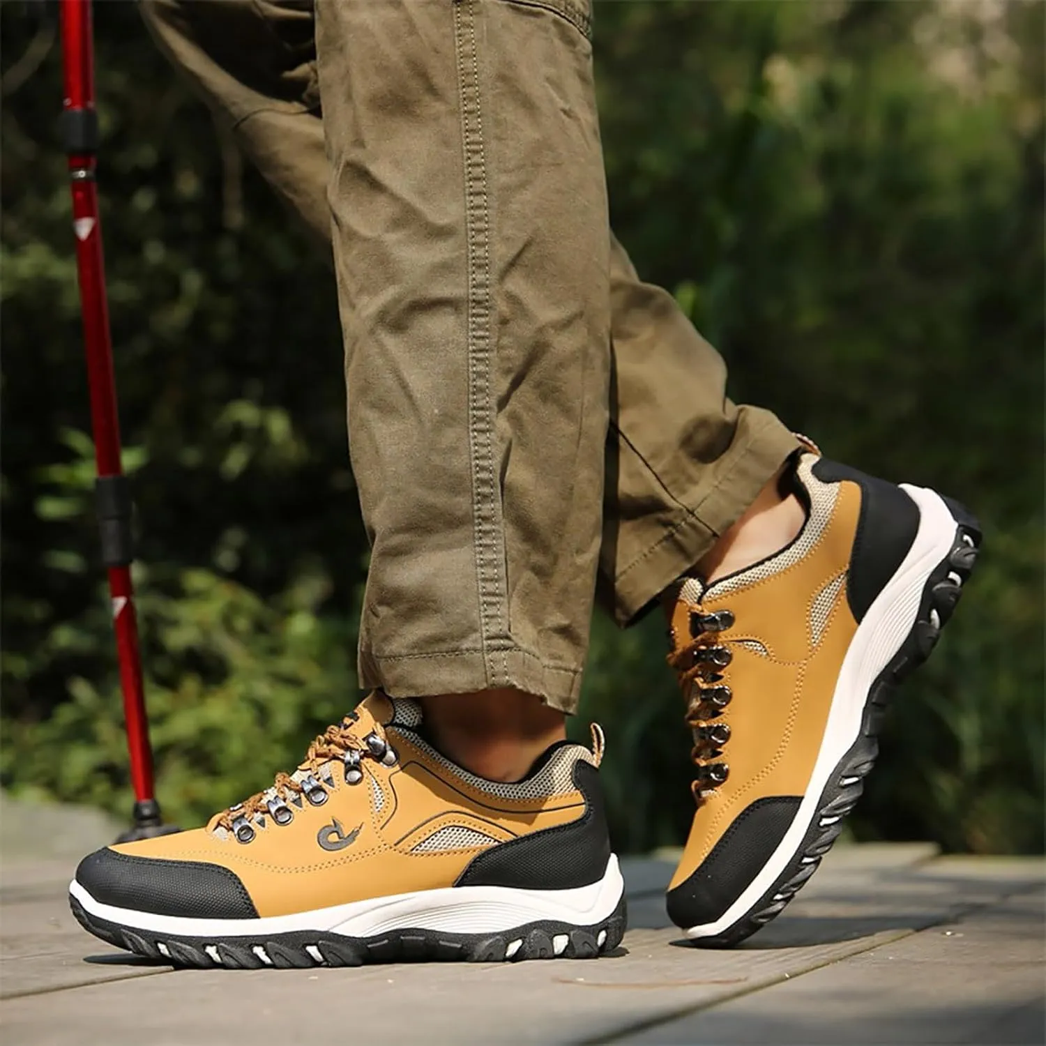 Walking Sneakers Men's Hiking Shoes Non-Slip Trekking Trail Shoes Lightweight Breathable Outdoor Shoes Extra Wide