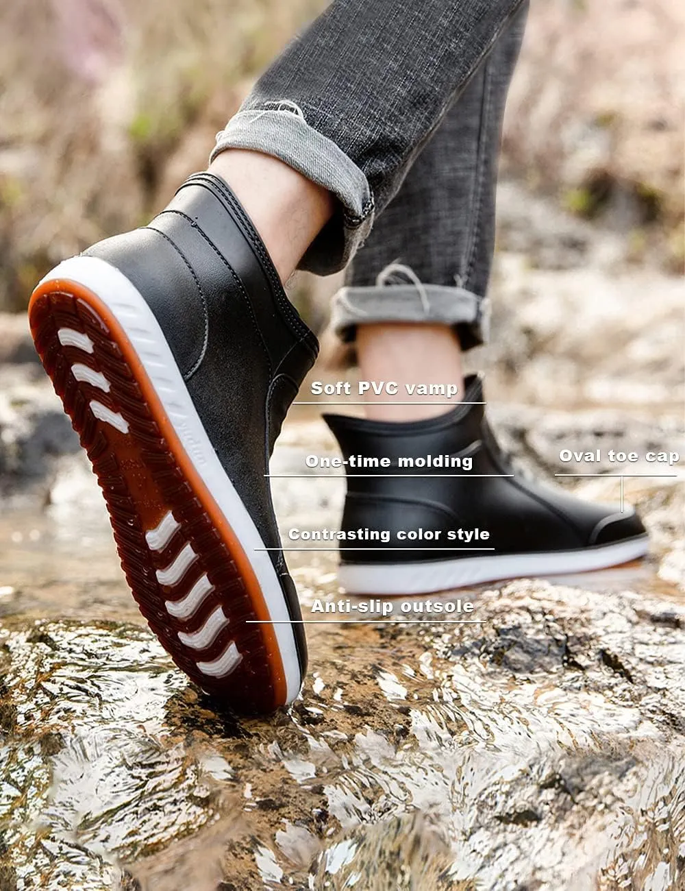 Waterproof Rain Boots, Shock absorbing soft insole,Garden rain Shoes with Rubber Insulated Outsole, Anti Slip Resistant Booties for fishing,Outdoor, Camping, Lawn Care, Gardening and Yard Work