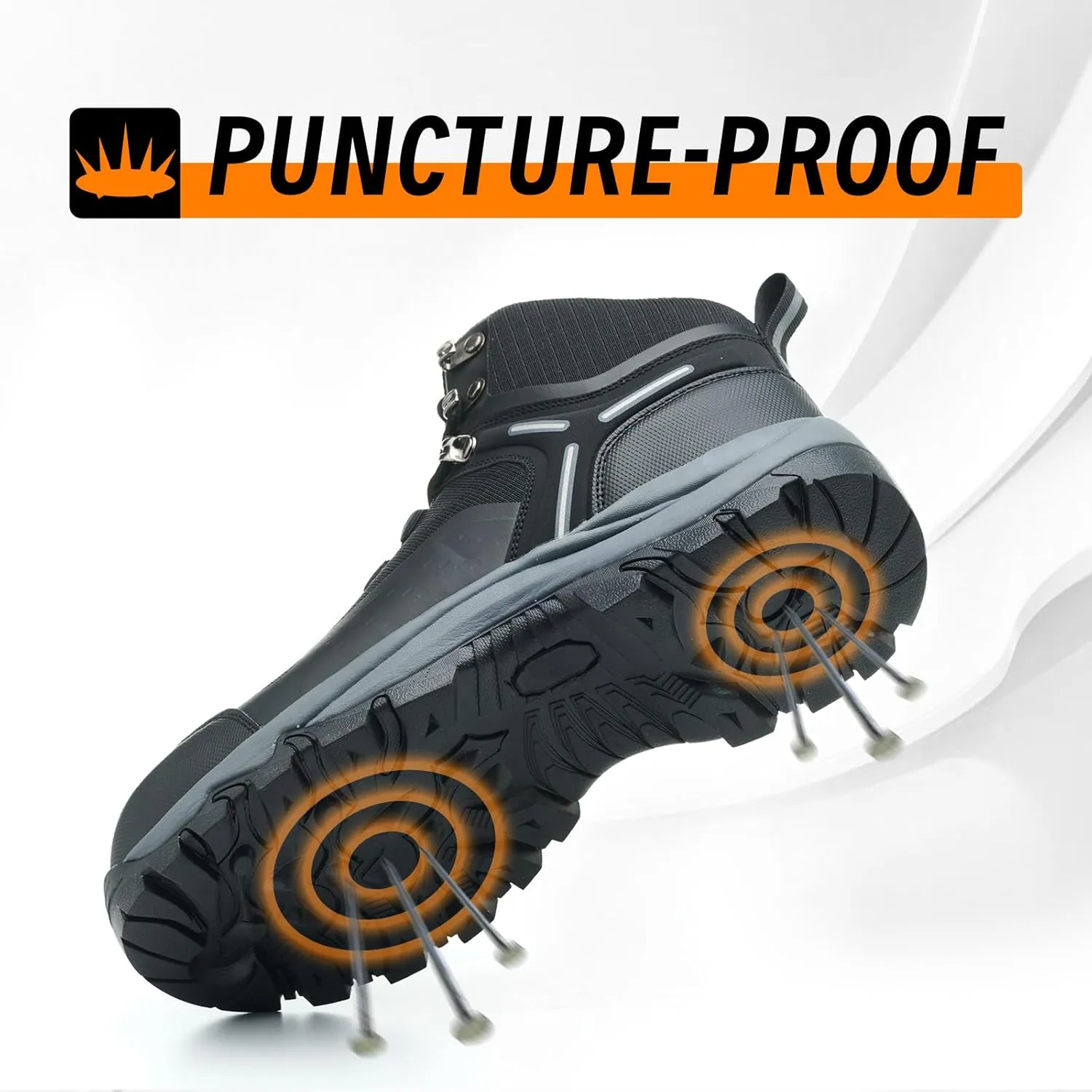 Waterproof Steel Toe Boots for Men Wide Width Slip Resistant Work Shoes Lightweight Non Slip Safety Sneakers Construction Composite Toe Working Footwear