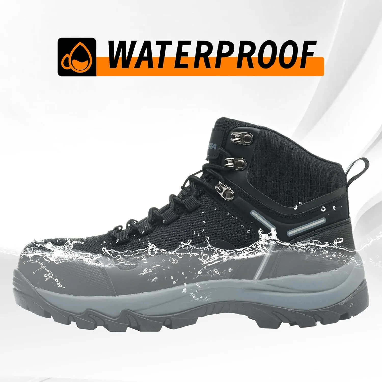 Waterproof Steel Toe Boots for Men Wide Width Slip Resistant Work Shoes Lightweight Non Slip Safety Sneakers Construction Composite Toe Working Footwear