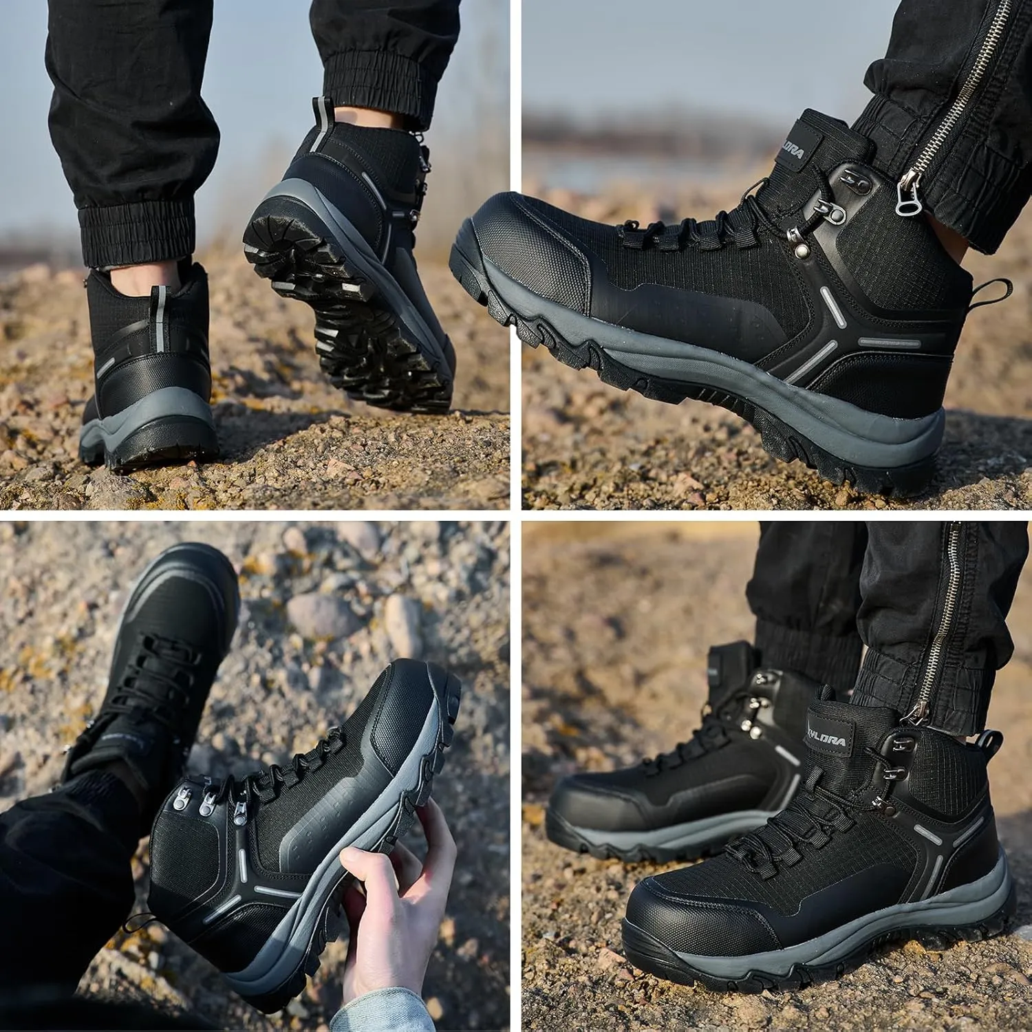 Waterproof Steel Toe Boots for Men Wide Width Slip Resistant Work Shoes Lightweight Non Slip Safety Sneakers Construction Composite Toe Working Footwear