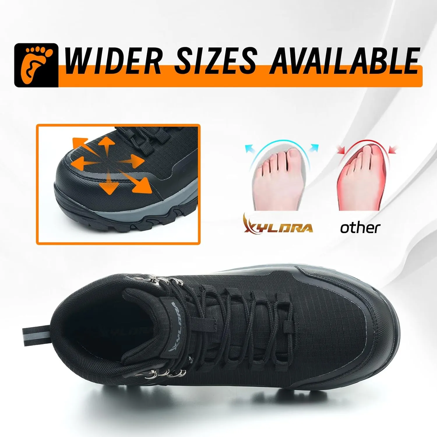 Waterproof Steel Toe Boots for Men Wide Width Slip Resistant Work Shoes Lightweight Non Slip Safety Sneakers Construction Composite Toe Working Footwear