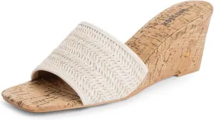 Wedge Sandals for Women Open Toe Wedge Heels Womens High Heel Sandal Square Toe Heeled Wedge Sandals Wood Grain Slip on Wedge Mules