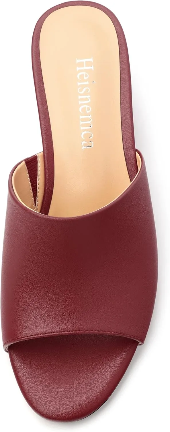 Wedge Sandals for Women Open Toe Wedge Heels Womens Matte High Heel Sandal Round Toe Heeled Wedge Sandals Slip on Casual shoes 2 inch