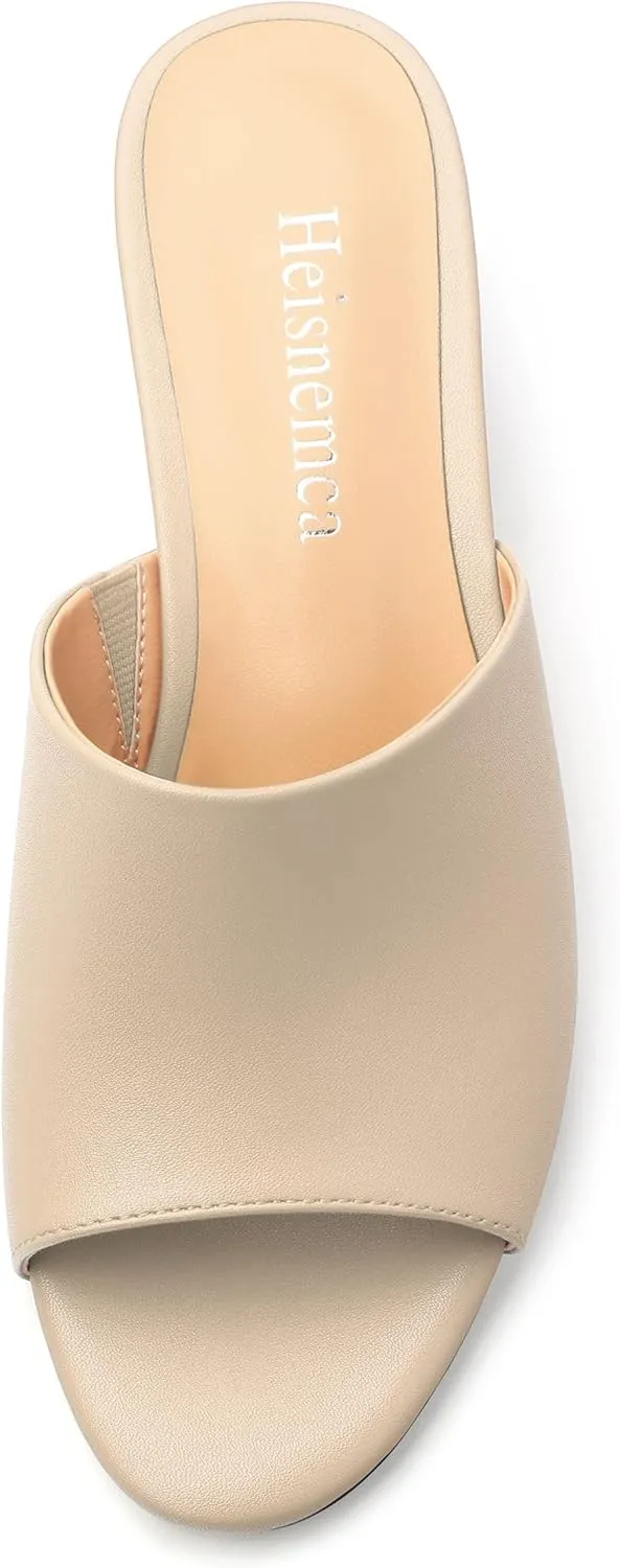 Wedge Sandals for Women Open Toe Wedge Heels Womens Matte High Heel Sandal Round Toe Heeled Wedge Sandals Slip on Casual shoes 2 inch