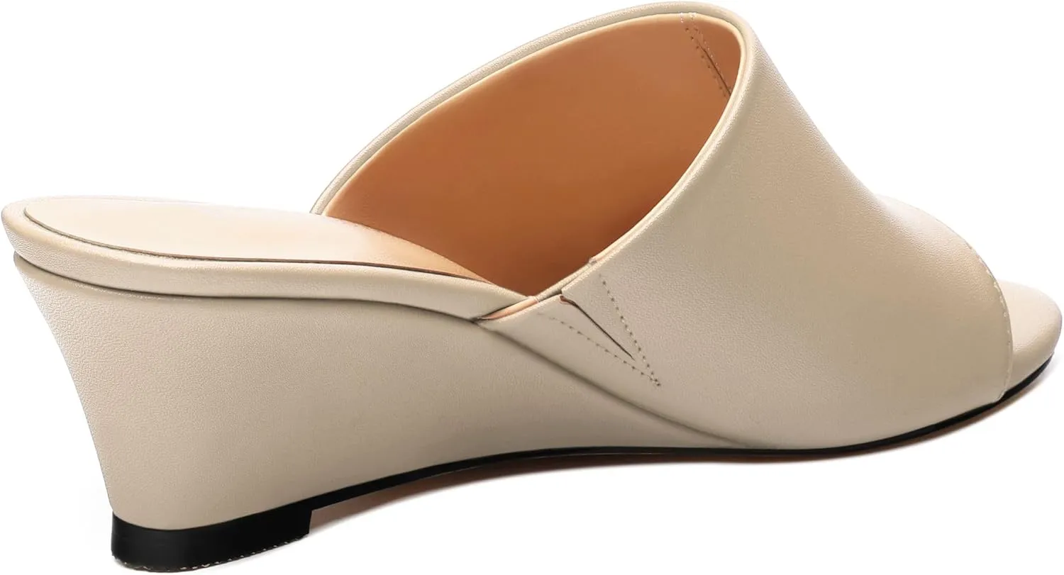 Wedge Sandals for Women Open Toe Wedge Heels Womens Matte High Heel Sandal Round Toe Heeled Wedge Sandals Slip on Casual shoes 2 inch