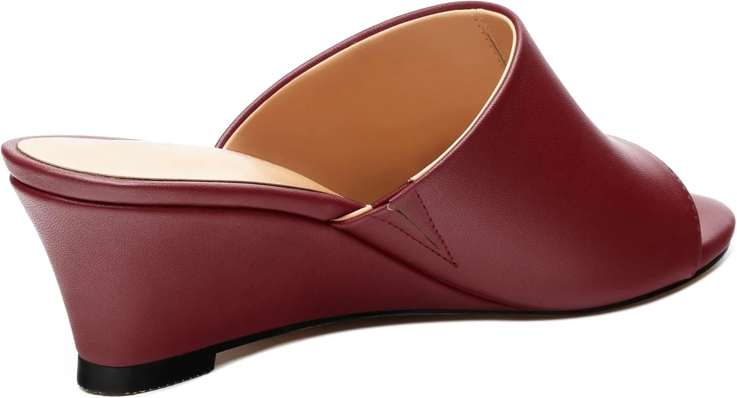 Wedge Sandals for Women Open Toe Wedge Heels Womens Matte High Heel Sandal Round Toe Heeled Wedge Sandals Slip on Casual shoes 2 inch