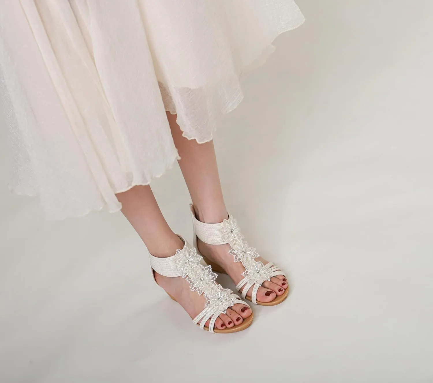 Wedge Sandals for Women Summer Open Toe Fashion Dress Shoes Flower Rhinestone Casual Ankle Strap Platform for Walking Beach Vacation Comfortable Dressy Sandals