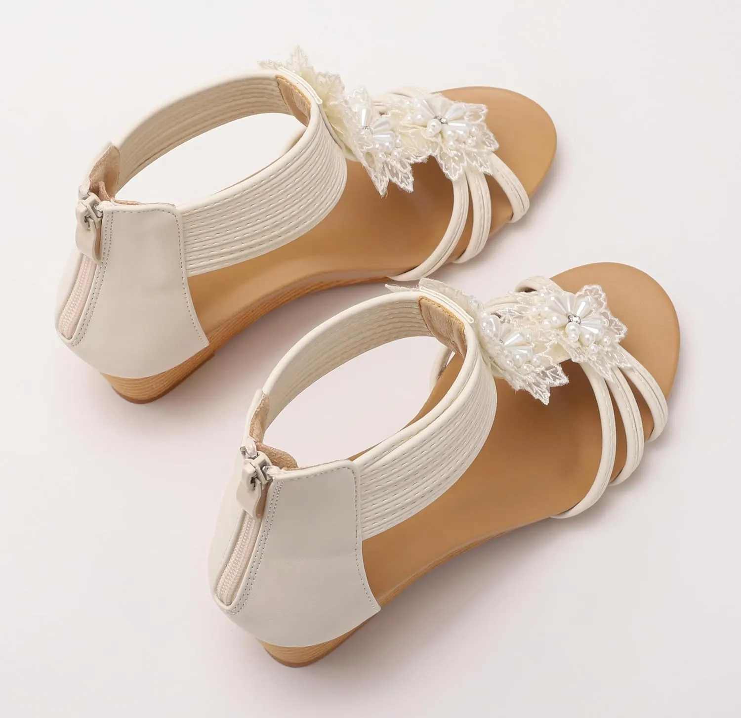 Wedge Sandals for Women Summer Open Toe Fashion Dress Shoes Flower Rhinestone Casual Ankle Strap Platform for Walking Beach Vacation Comfortable Dressy Sandals