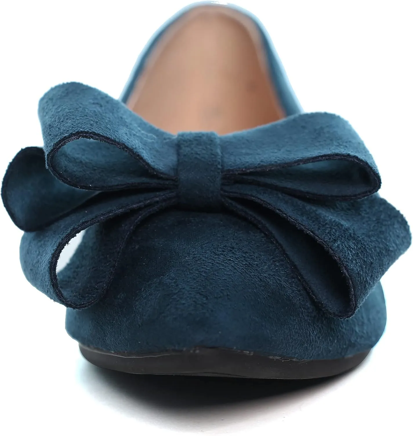 WENJIAZHIZHI Flat Dress Shoes Women Comfortable Ballet Flats Slip On Pearls Knot Dressy Shoes Pointed Toe