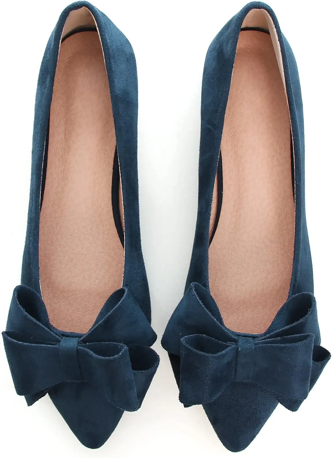 WENJIAZHIZHI Flat Dress Shoes Women Comfortable Ballet Flats Slip On Pearls Knot Dressy Shoes Pointed Toe