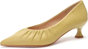 WENJIAZHIZHI Women's Pointed Toe Kitten Low Heels for Women Wedding Dressy Closed Toe Slip-On Loafers Pumps Shoes