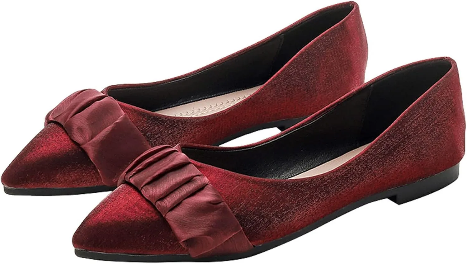 WENJIAZHIZHI Women's Satin Flats Wedding Dressy Shoes Elegant Slip-On Loafers Ballet Flats for Women Work Dressy Casual