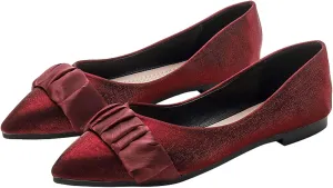 WENJIAZHIZHI Women's Satin Flats Wedding Dressy Shoes Elegant Slip-On Loafers Ballet Flats for Women Work Dressy Casual