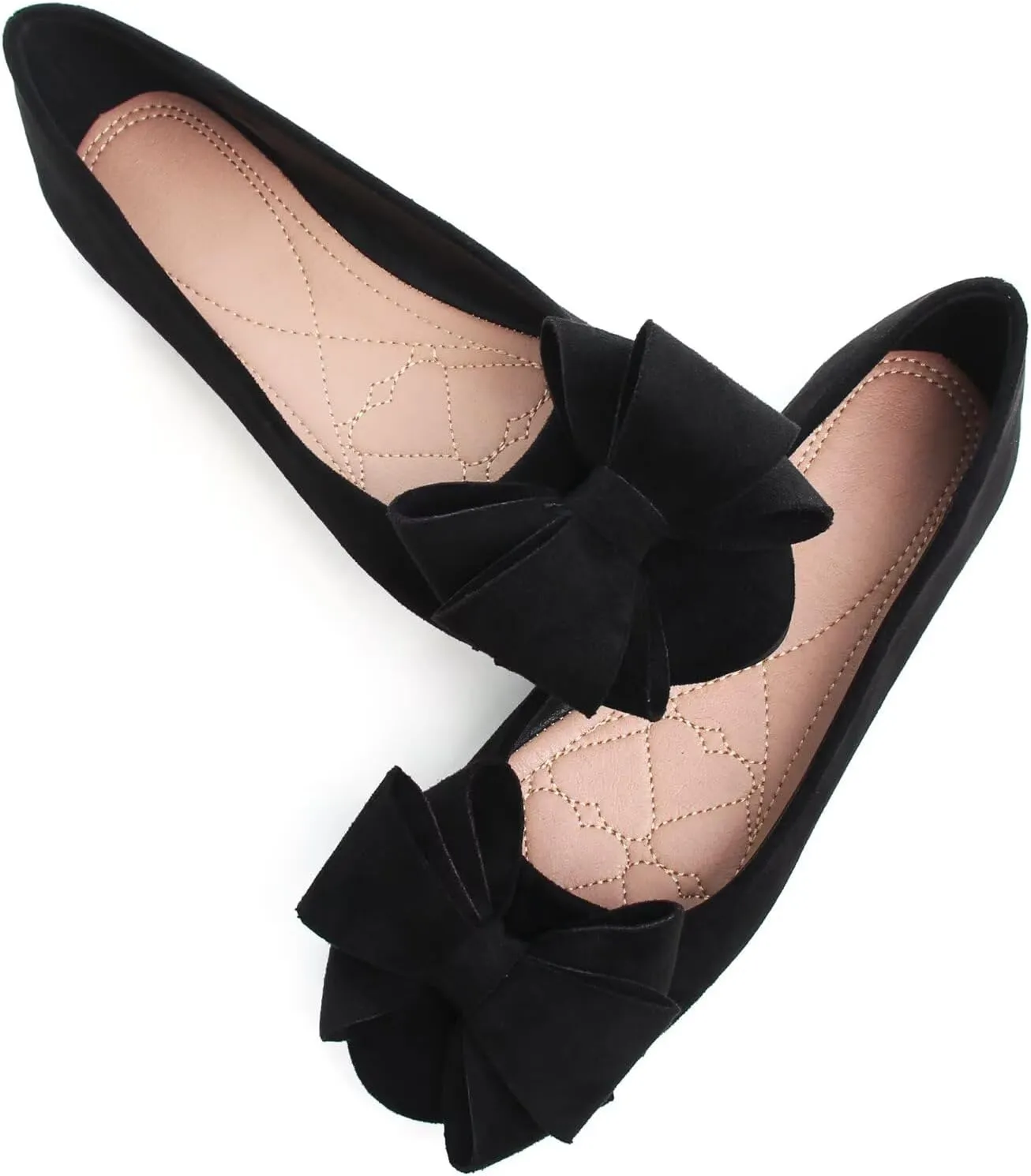 WENJIAZHIZHI Women's Square Toe Bowknot Ballet Flats Comfortable Slip-On Casual Loafers Walking Flat Dress Shoes
