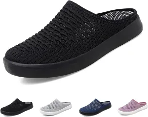 WENOREG Women's Platform Hollow Out Slip On Lightweight Mule Sneakers,Summer Open Back Flats Fashion Mesh Breathe Comfort Walking Shoes Closed Round Toe Low Top Loafer