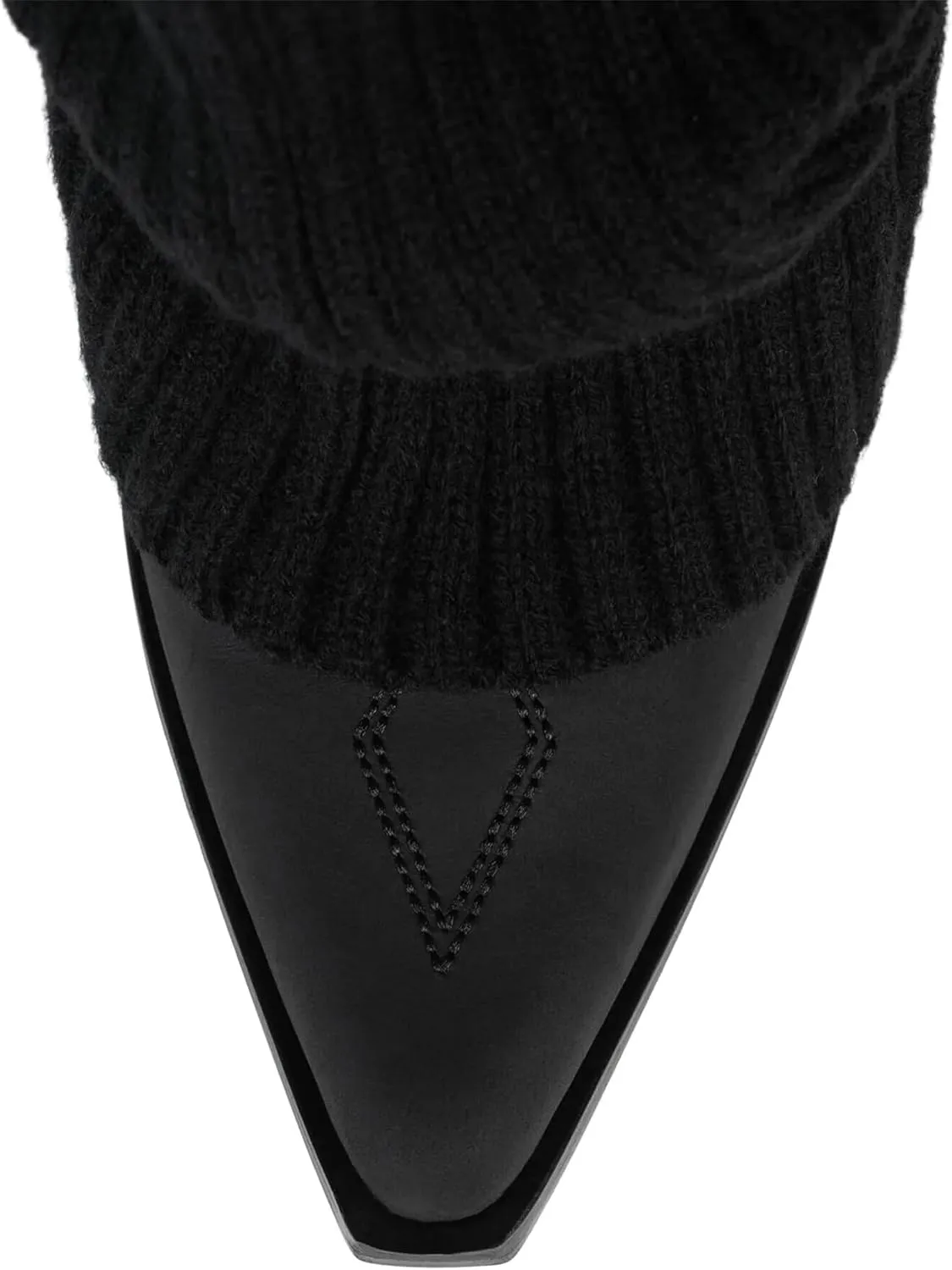 Western Ankle Boots For Women Knitted Fold Over Cowgirl Booties Pointed Toe Cowboy Booties Pull On Chunky Heel Boot Country Concert Trendy Heeled Shoes