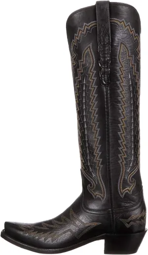 Western Boots Women, Knee High Cowboy Boots for Women Wide Calf Pointed Toe and Low Chunky Heel Cowgirl Boot with Classic Embroidered