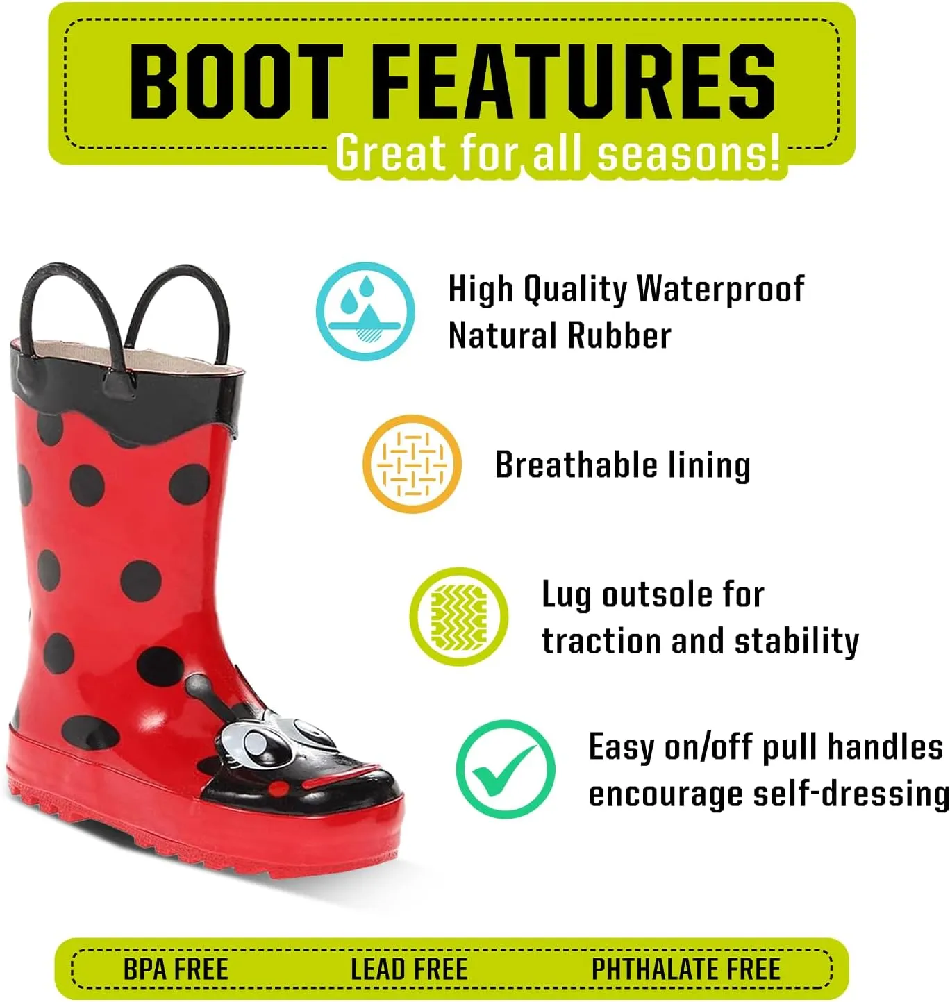 Western Chief Rain Boots with Pull on Handles for Toddlers and Kids - Premium Waterproof Boots for Boys and Girls