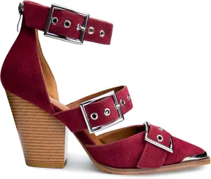 Western Sandals for Women Chunky Heel Pointed Toe Pumps Metal Buckle Strappy Western Comfortable Bridal Shoes