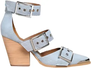Western Sandals Wedges for Women Closed Pointed Toe Pumps Buckle Straps Comfortable Heels Wedding Dress Shoes