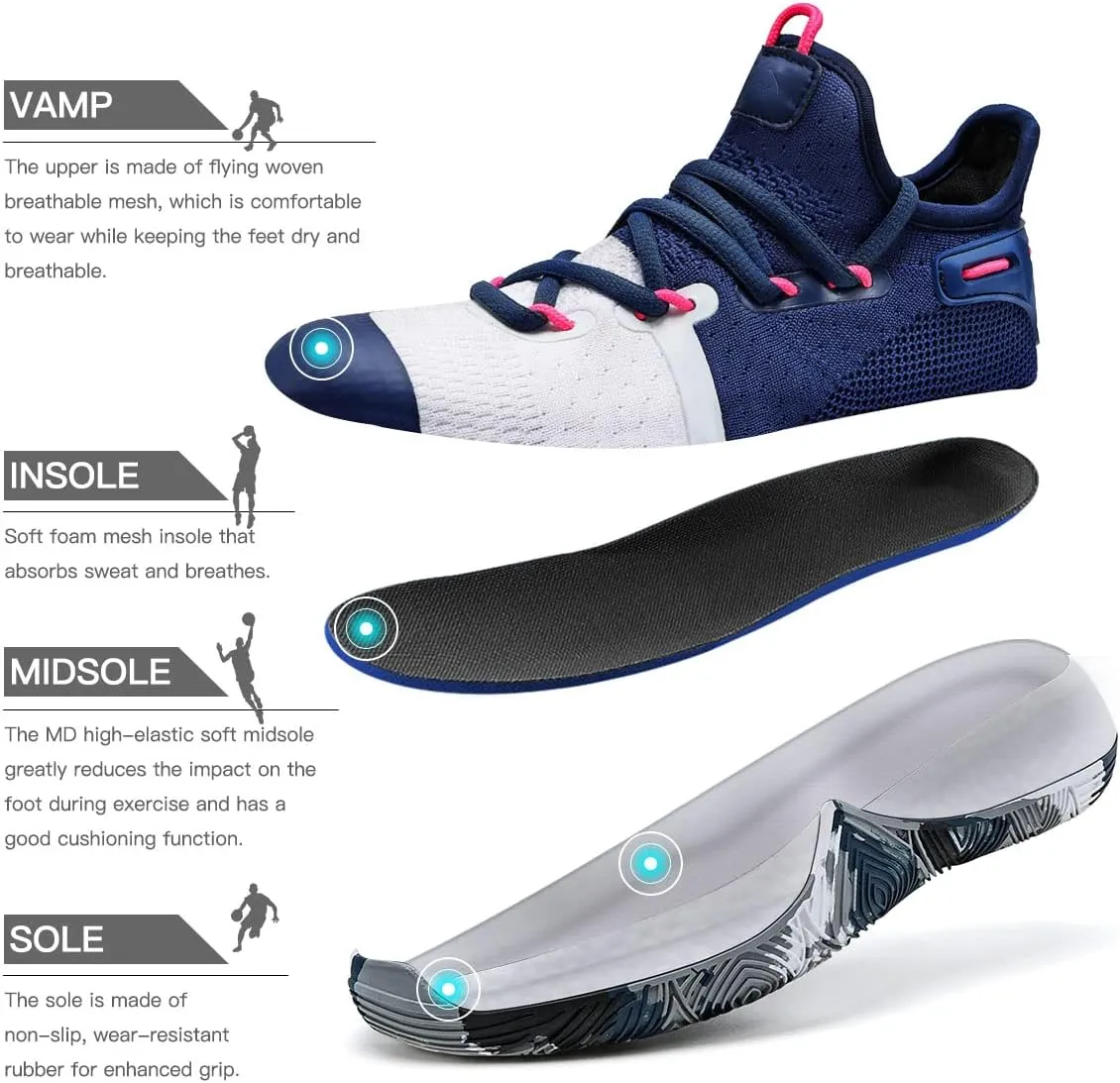 WETIKE Boys Girls Shoes - Kids Sneakers for Running, Basketball & Tennis - Non-Slip