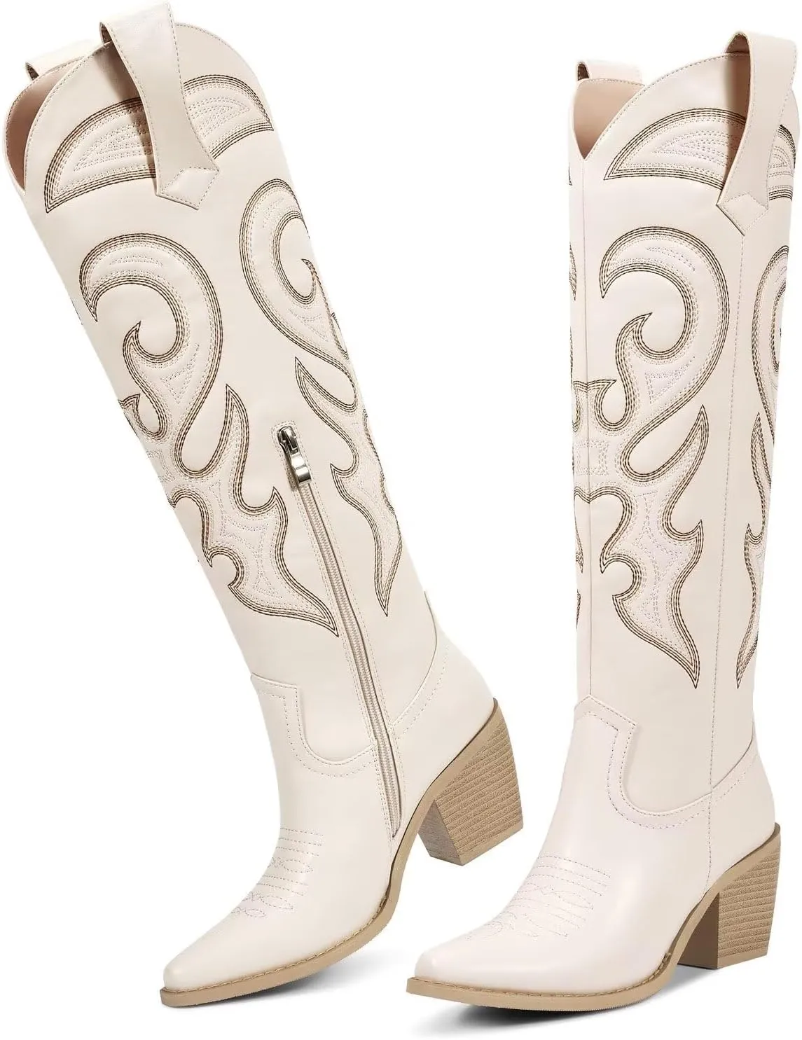 wetkiss Cowboy Boots for Women Knee High, Cowgirl Boots Women Rhinestone Comfort Fashion Tall Sparkling Western Boots Boots for Women