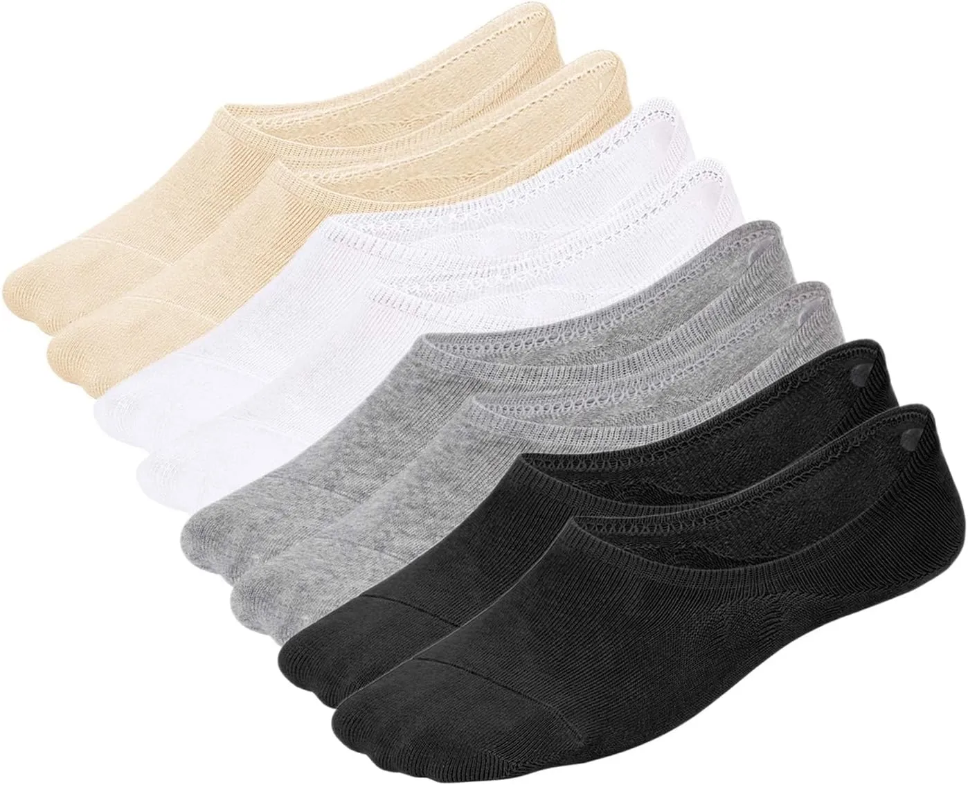 WHISPER DEER No Show Liner Socks Women - (Size 4-7/7-10/10-13) Low cut Invisible Cotton Sneaker Socks with Non Slip Grips